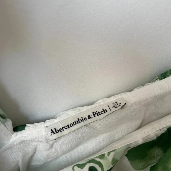 Abercrombie Ruffle Flutter Sleeve Mini Dress Green Floral Size Small Tall - Picture 9 of 10